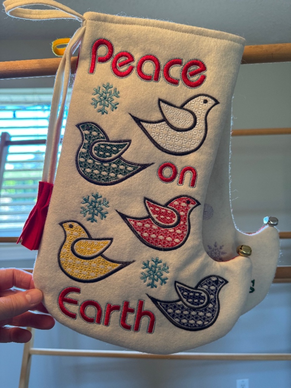Artisan made 100% wool felt Christmas Stockings. Mid century style